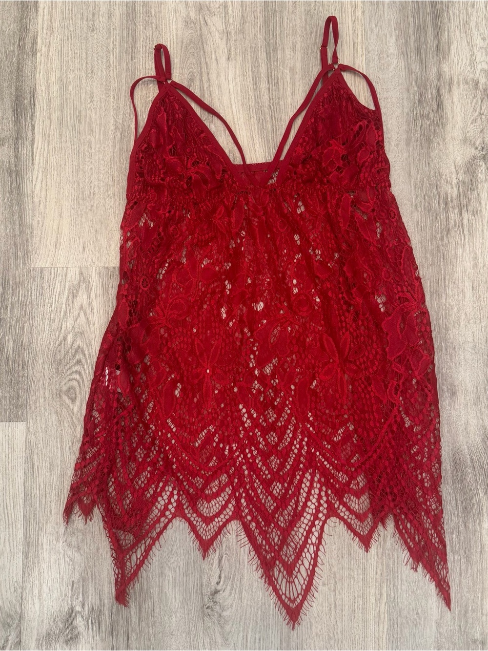Shirley of Hollywood Red Sheer Lace Babydoll Chemise‎ XXL